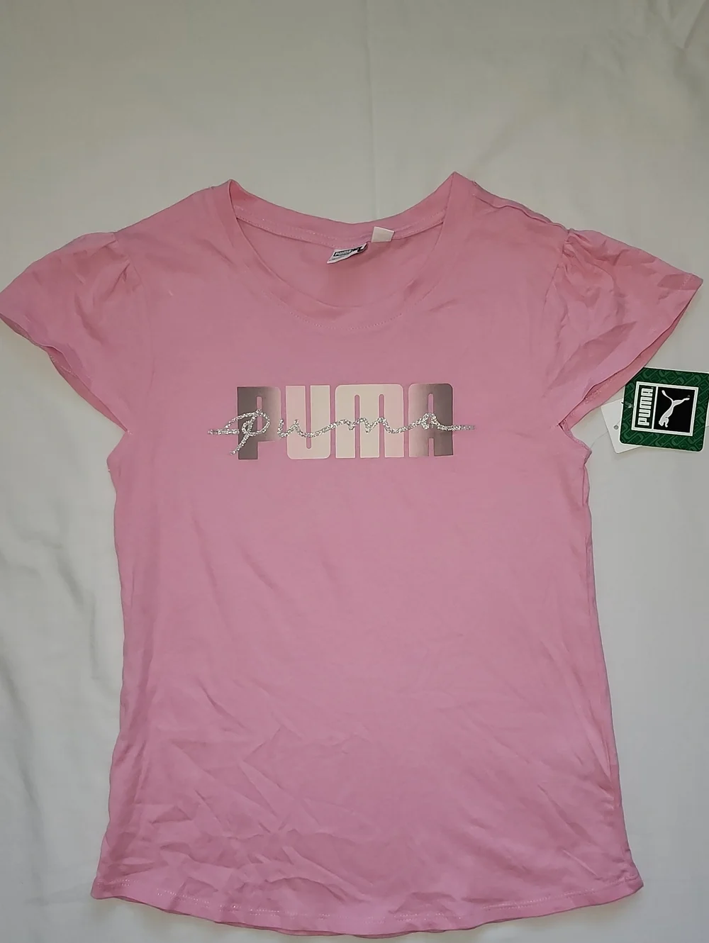 NWT Puma Girls Pink Graphic Tee & Camo Leggings Outfit Set Size Large L